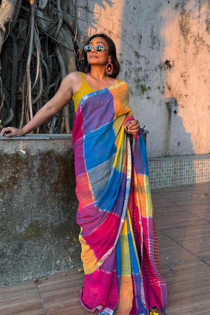 Rangrez Linen Cotton Saree