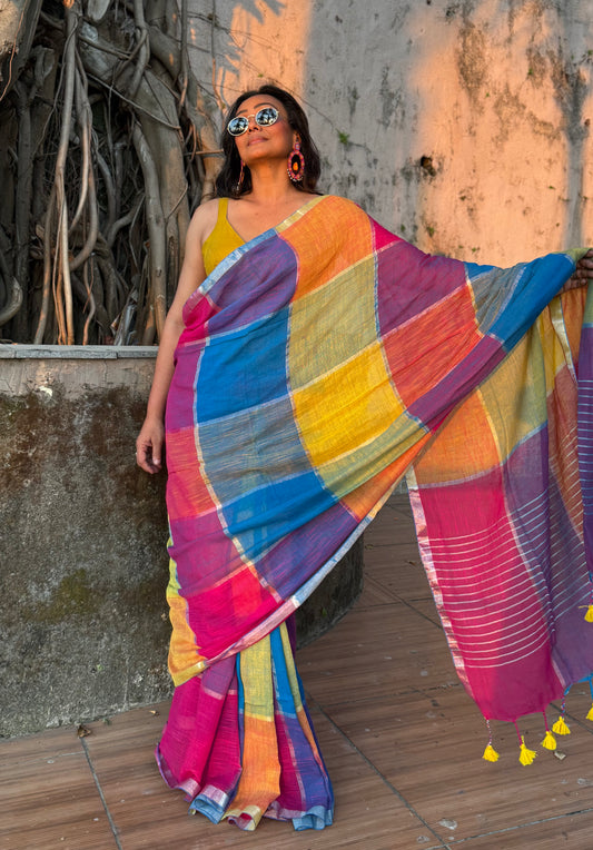 Rangrez Linen Cotton Saree