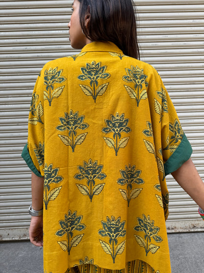 Turmeric Ajrakh Co-ord with Dhoti Skirt (PRE ORDER -45 DAYS)