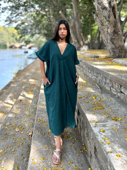 Teal Summer linen dress