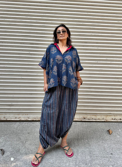 Neela Ajrakh Co-ord with Dhoti Skirt (PRE ORDER -45 DAYS)