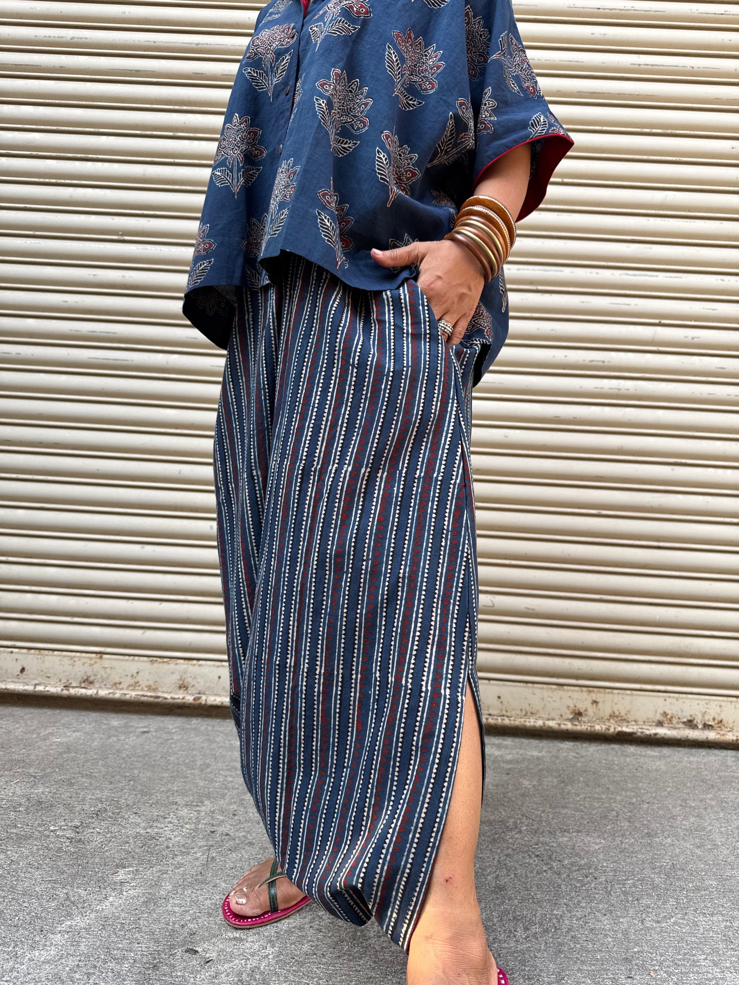 Neela Ajrakh Co-ord with Dhoti Skirt (PRE ORDER -45 DAYS)