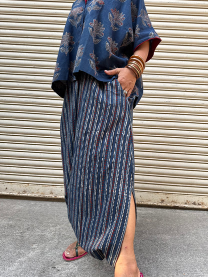 Neela Ajrakh Co-ord with Dhoti Skirt (PRE ORDER -45 DAYS)