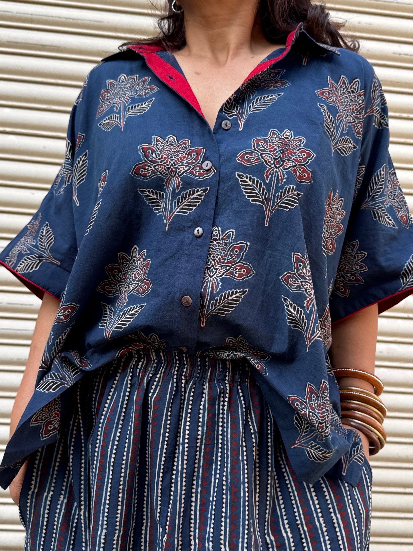 Neela Ajrakh Co-ord with Dhoti Skirt (PRE ORDER -45 DAYS)