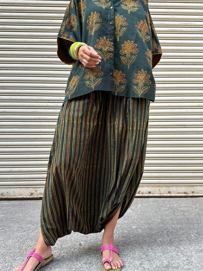Mehendi Ajrakh Co-ord with Dhoti Skirt (PRE ORDER -45 DAYS)
