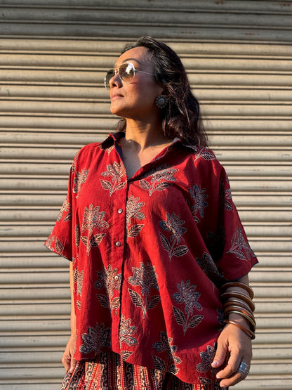Mud Ajrakh Co-ord with Dhoti Skirt (PRE ORDER -45 DAYS)