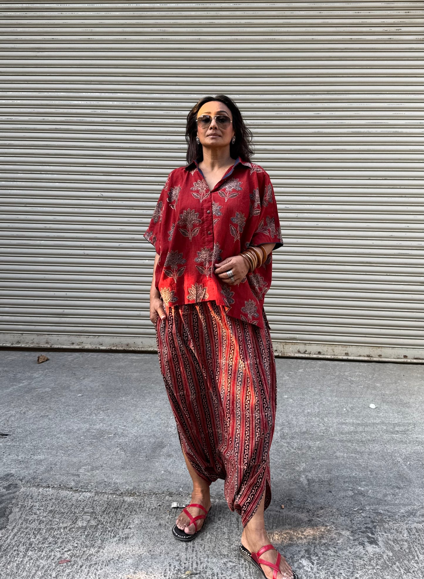 Mud Ajrakh Co-ord with Dhoti Skirt (PRE ORDER -45 DAYS)
