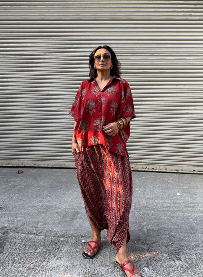 Mud Ajrakh Co-ord with Dhoti Skirt (PRE ORDER -45 DAYS)