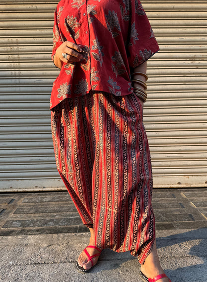 Mud Ajrakh Co-ord with Dhoti Skirt (PRE ORDER -45 DAYS)