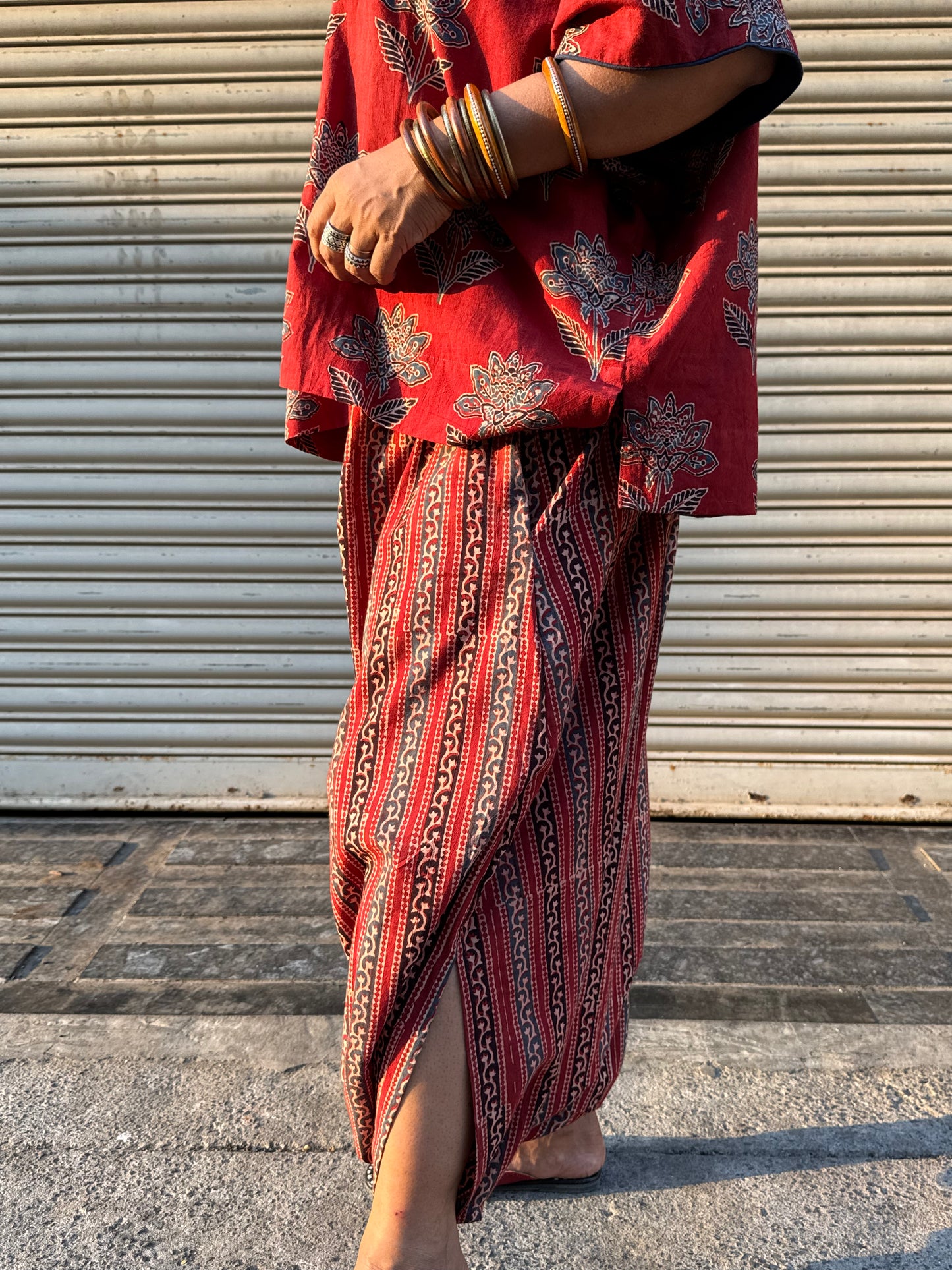 Mud Ajrakh Co-ord with Dhoti Skirt (PRE ORDER -45 DAYS)