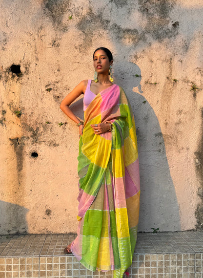 Basanti Linen Cotton Saree
