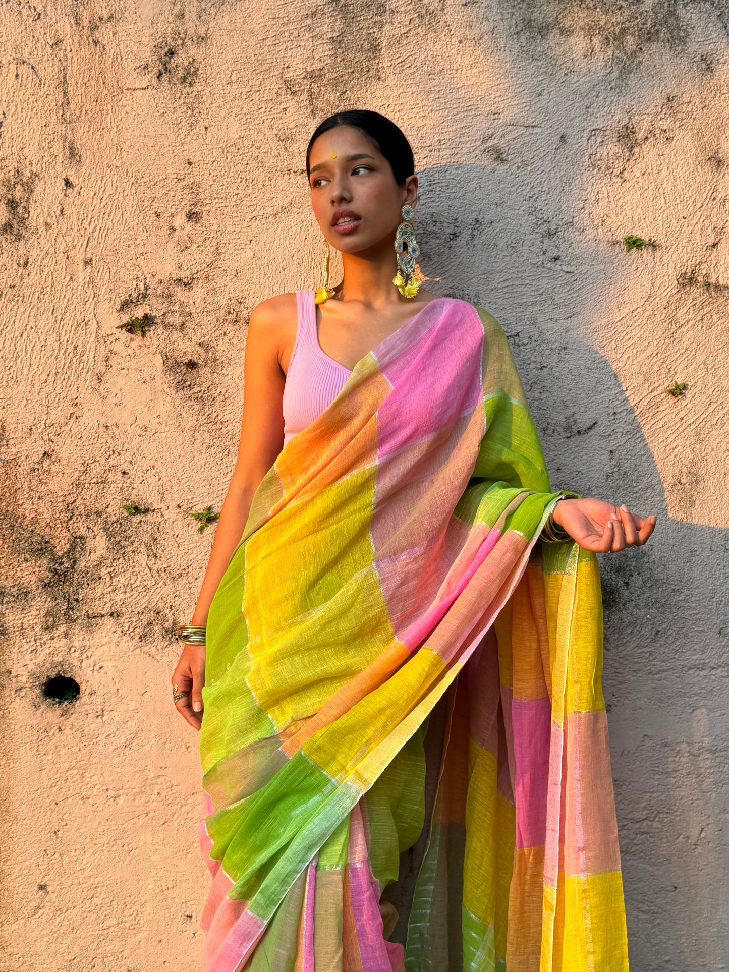 Basanti Linen Cotton Saree