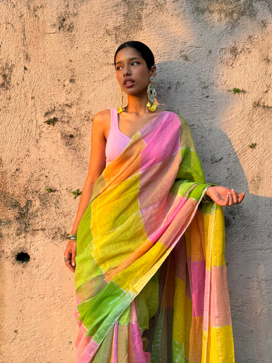 Basanti Linen Cotton Saree