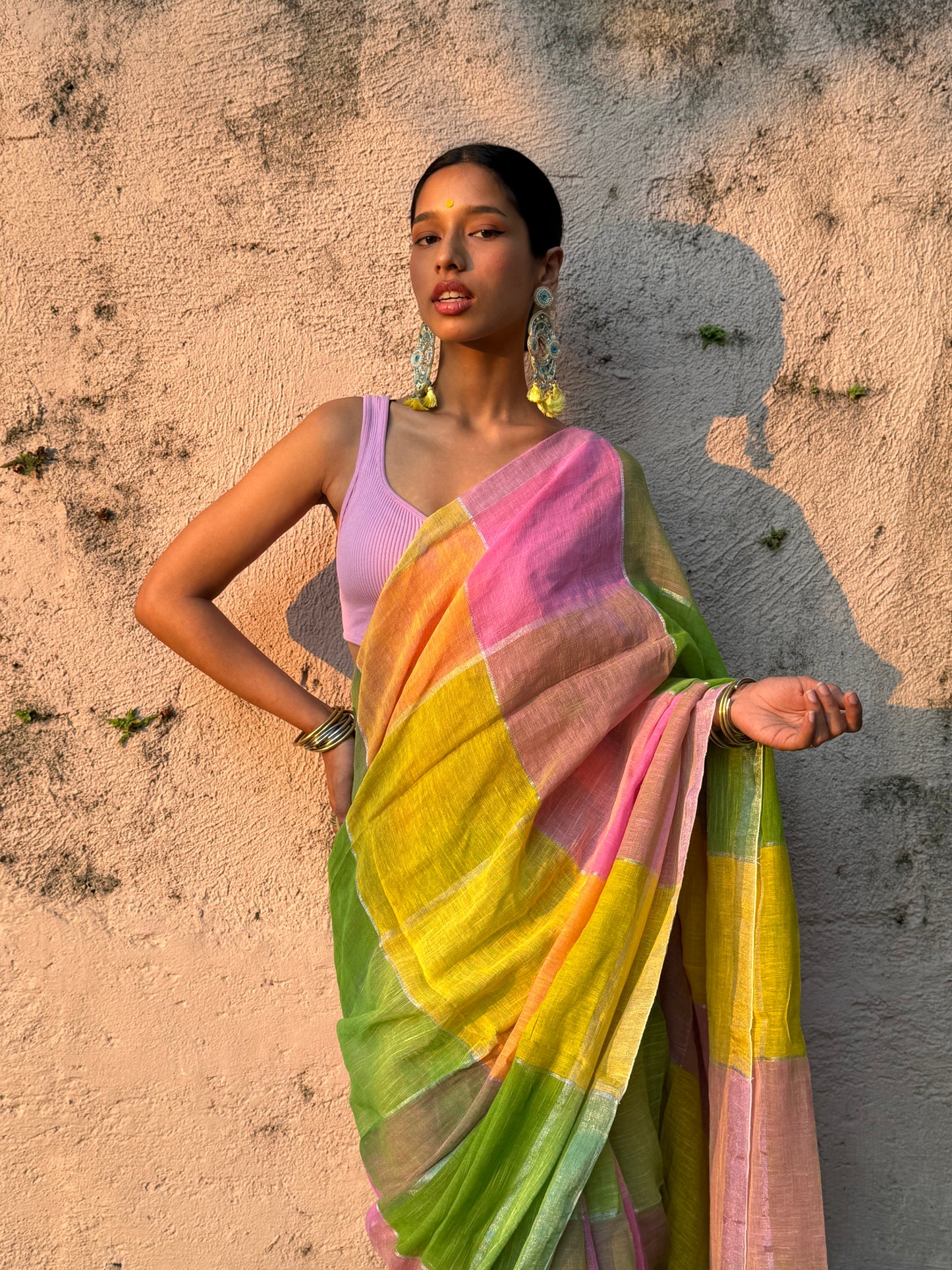 Basanti Linen Cotton Saree