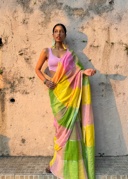 Basanti Linen Cotton Saree