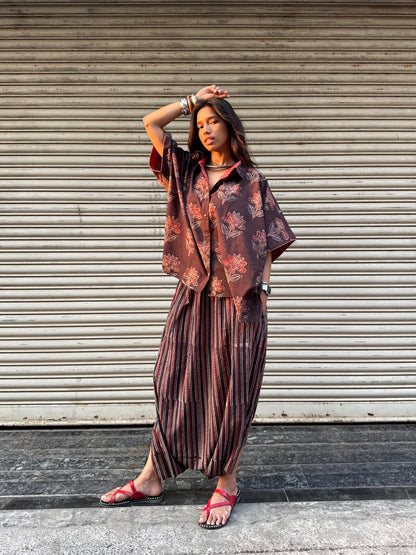 Bhoora Ajrakh Co-ord with Dhoti Skirt (PRE ORDER -45 DAYS)