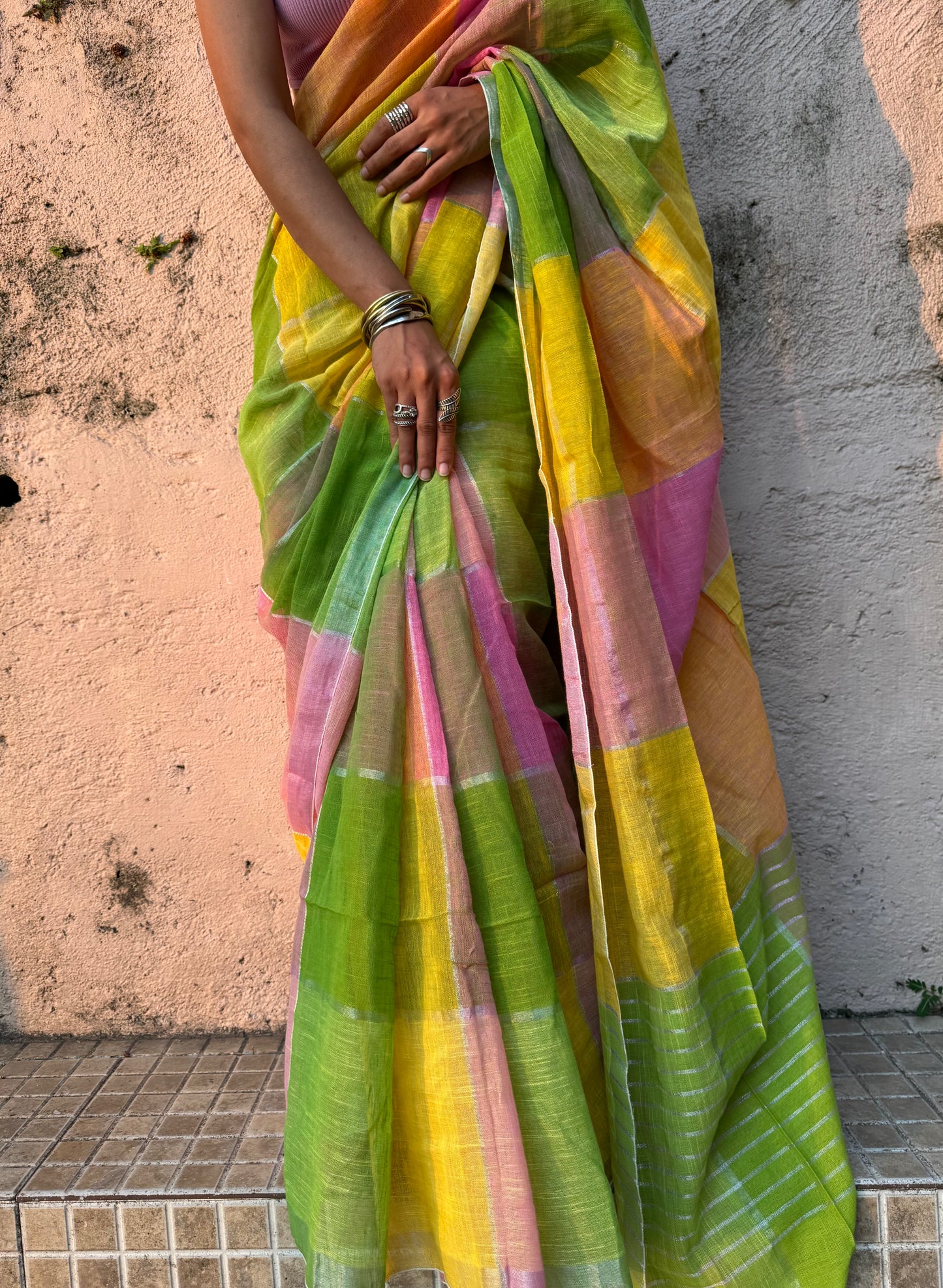 Basanti Linen Cotton Saree