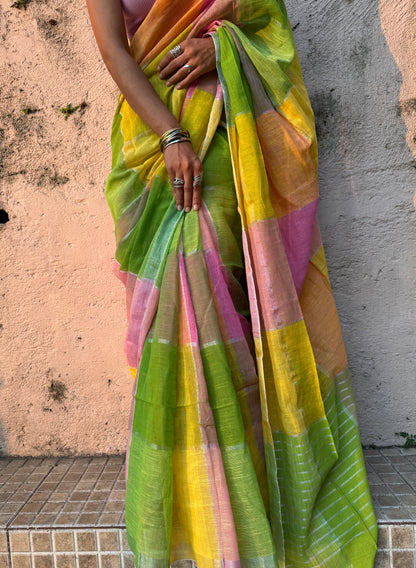 Basanti Linen Cotton Saree
