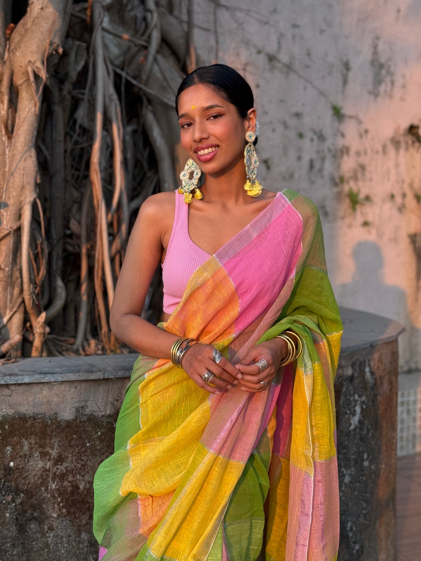 Basanti Linen Cotton Saree
