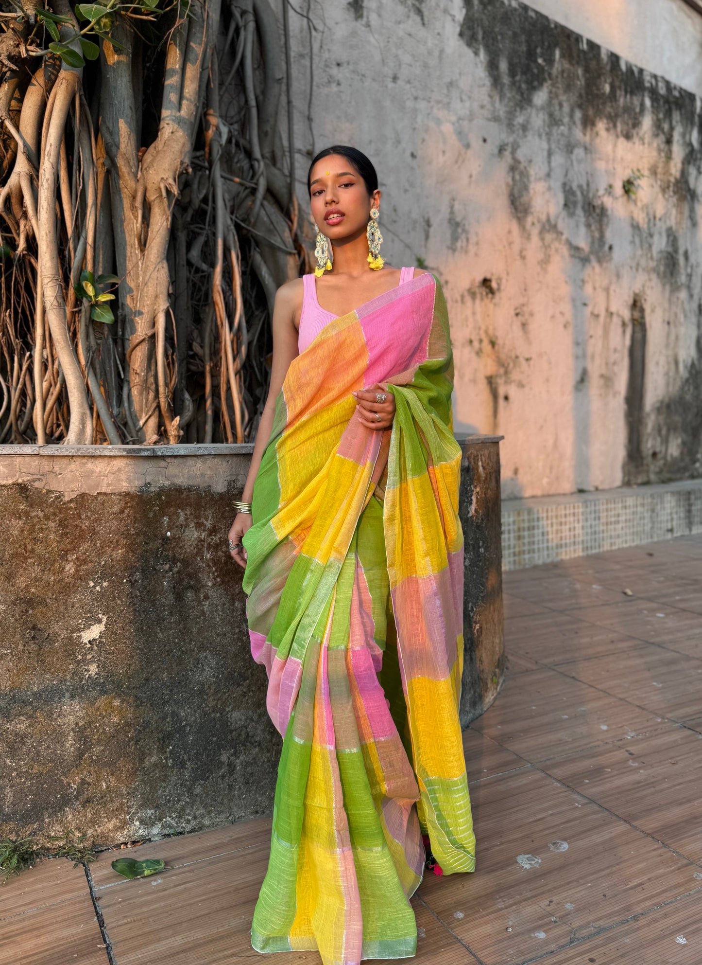 Basanti Linen Cotton Saree