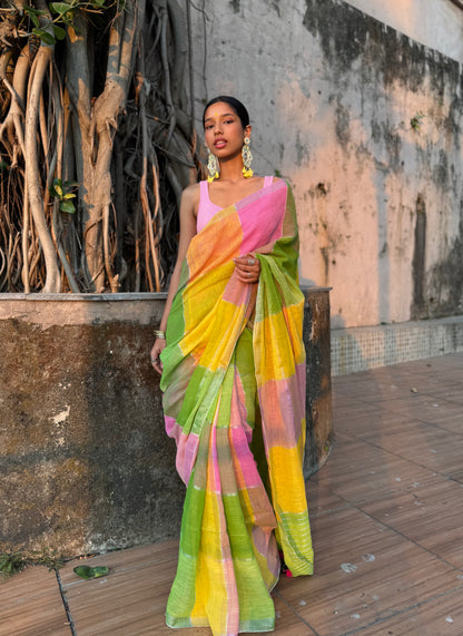 Basanti Linen Cotton Saree