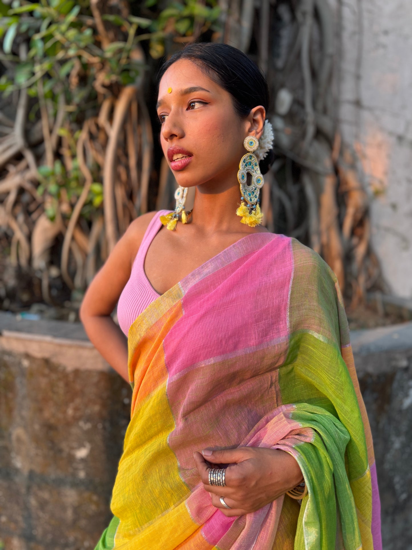 Basanti Linen Cotton Saree