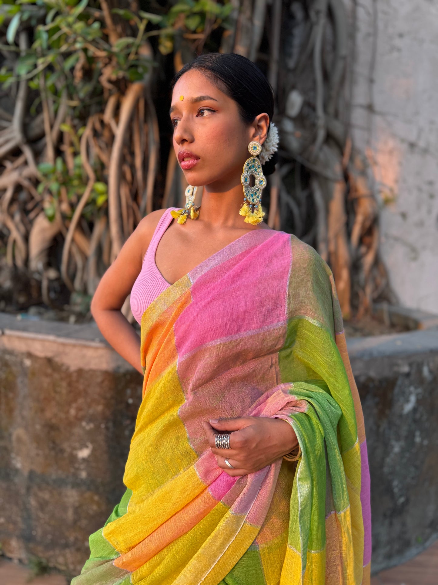 Basanti Linen Cotton Saree