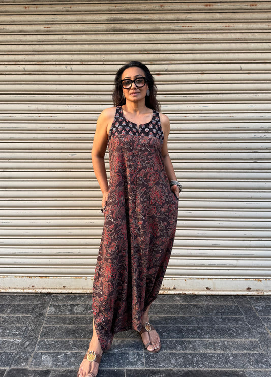 Bhoora Floral Ajrakh Dhoti Jumpsuit