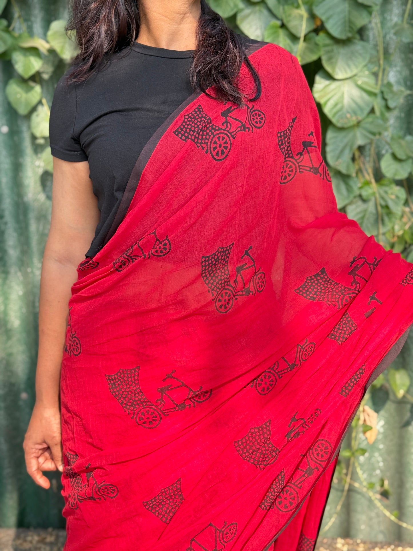 Crimson cycle saree