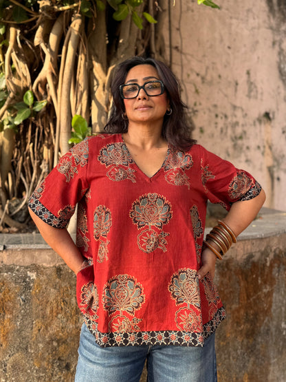 Ruhani Ajrakh Cotton Boxy Top