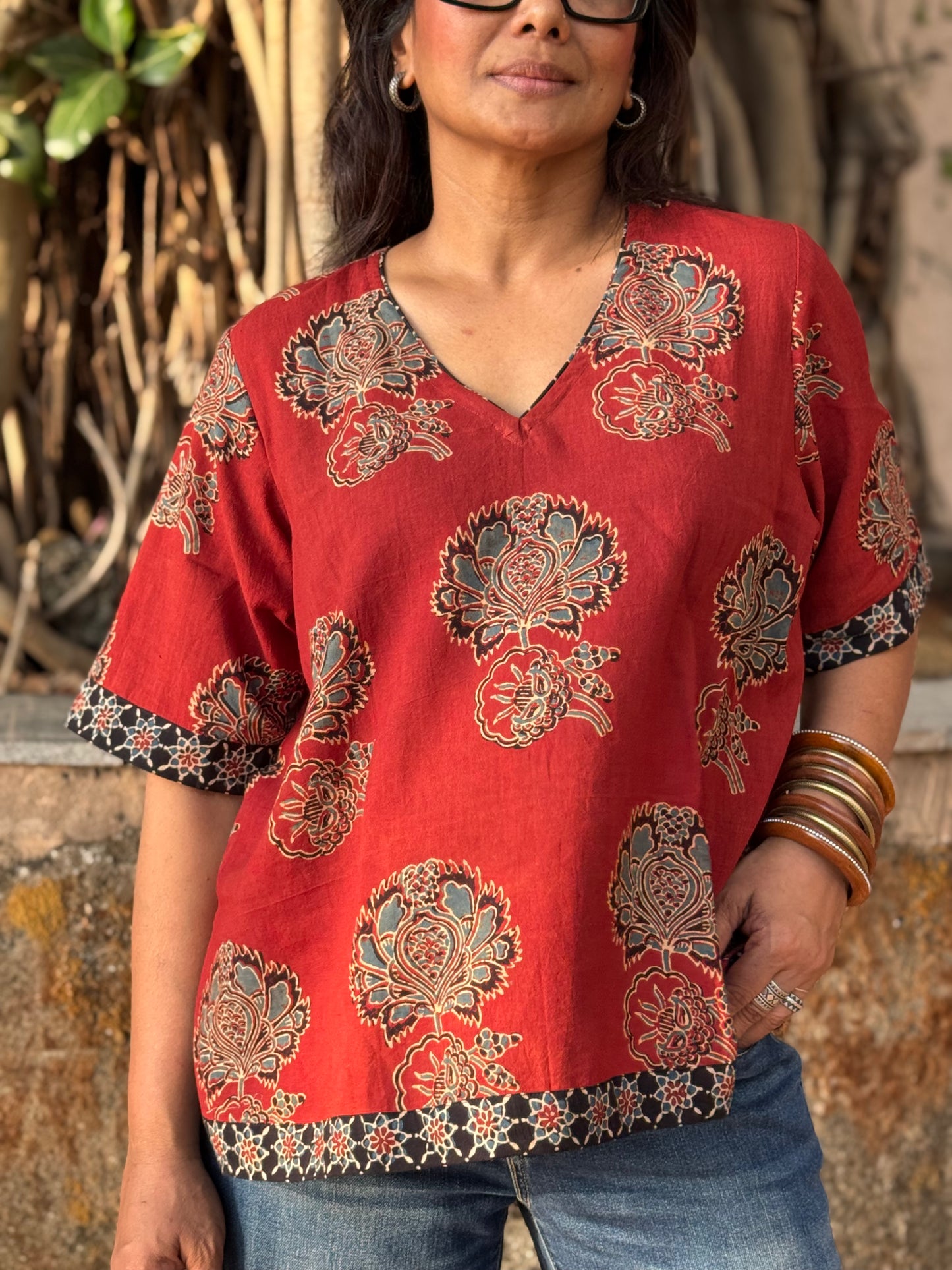 Ruhani Ajrakh Cotton Boxy Top