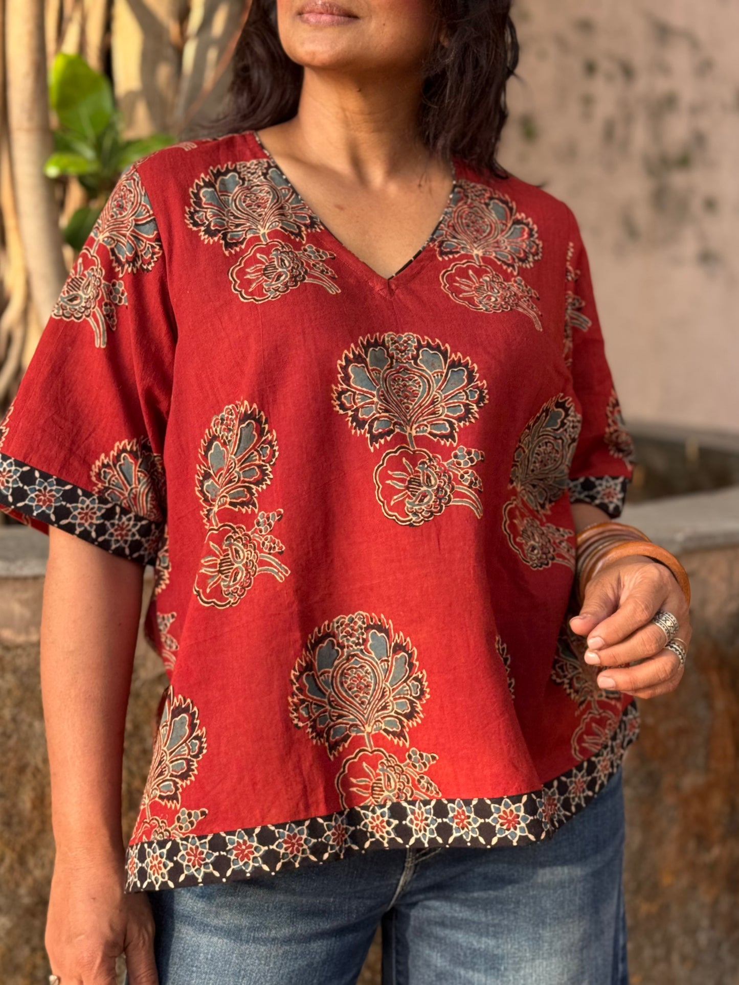 Ruhani Ajrakh Cotton Boxy Top