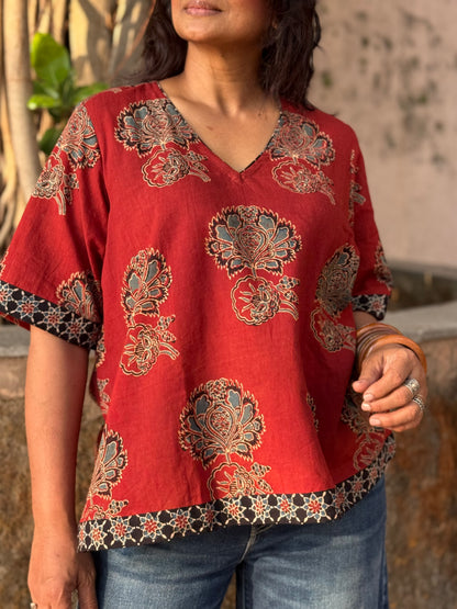 Ruhani Ajrakh Cotton Boxy Top
