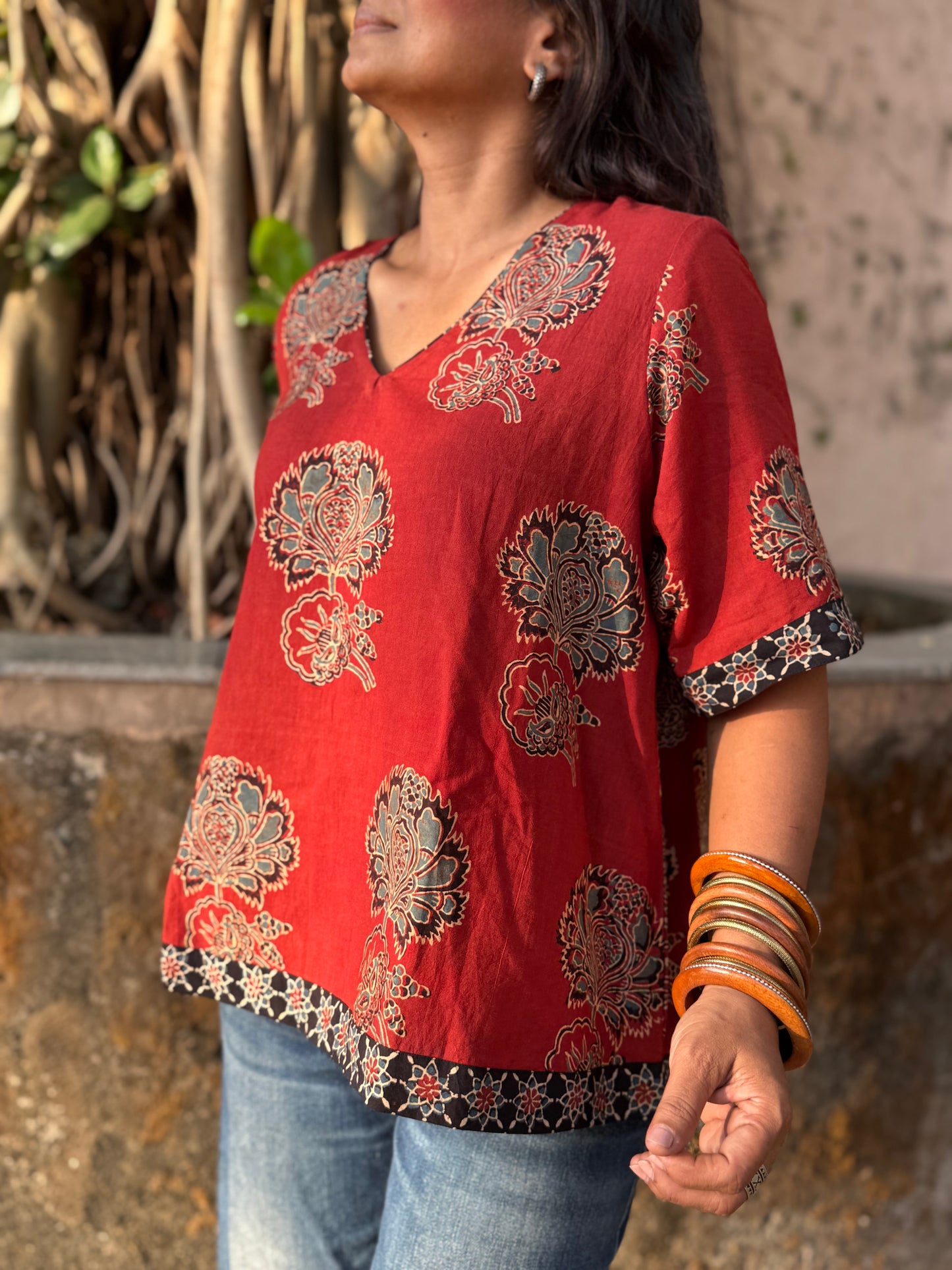 Ruhani Ajrakh Cotton Boxy Top