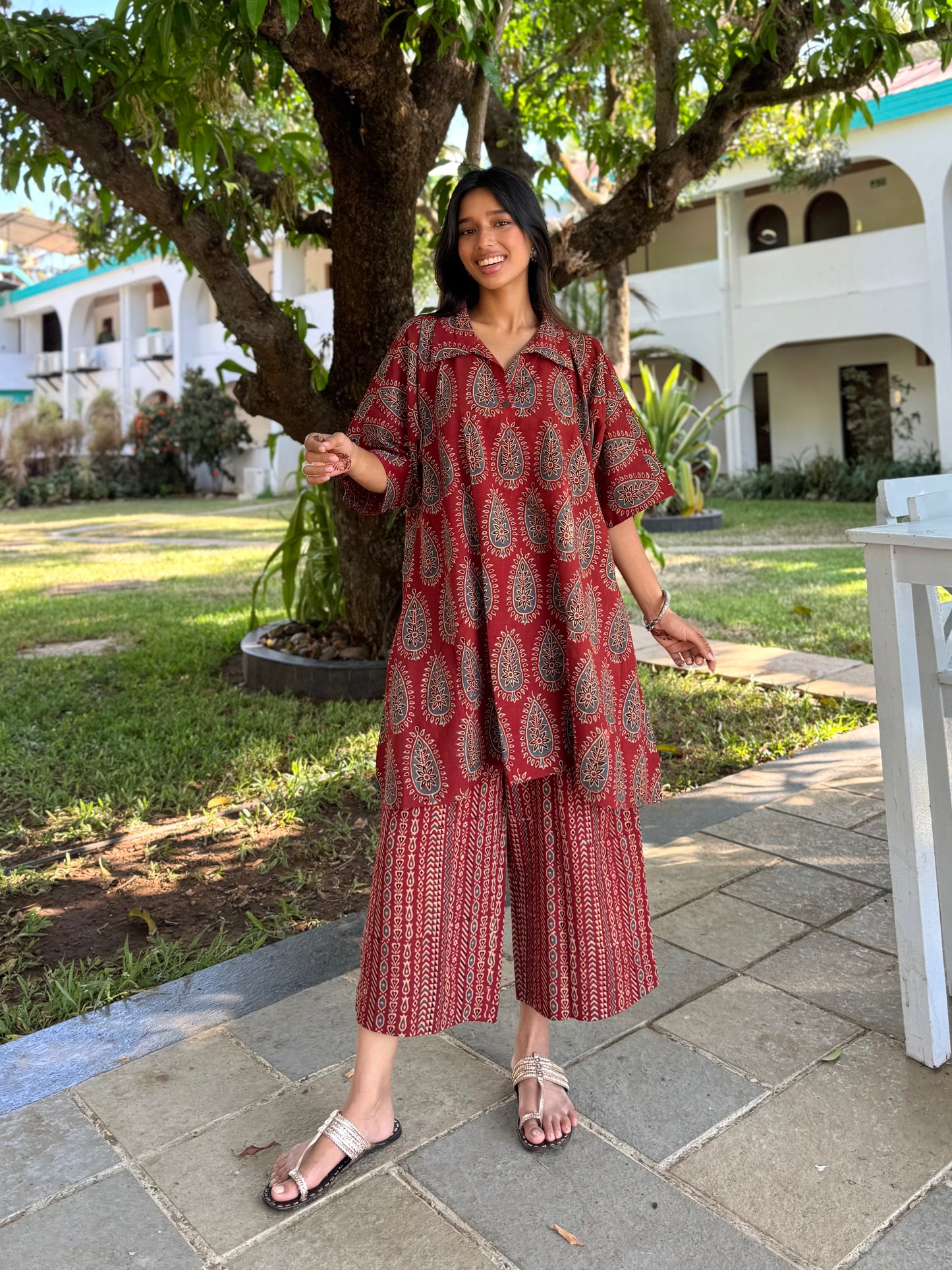 Kumhar Ajrakh Co-ord with Culottes