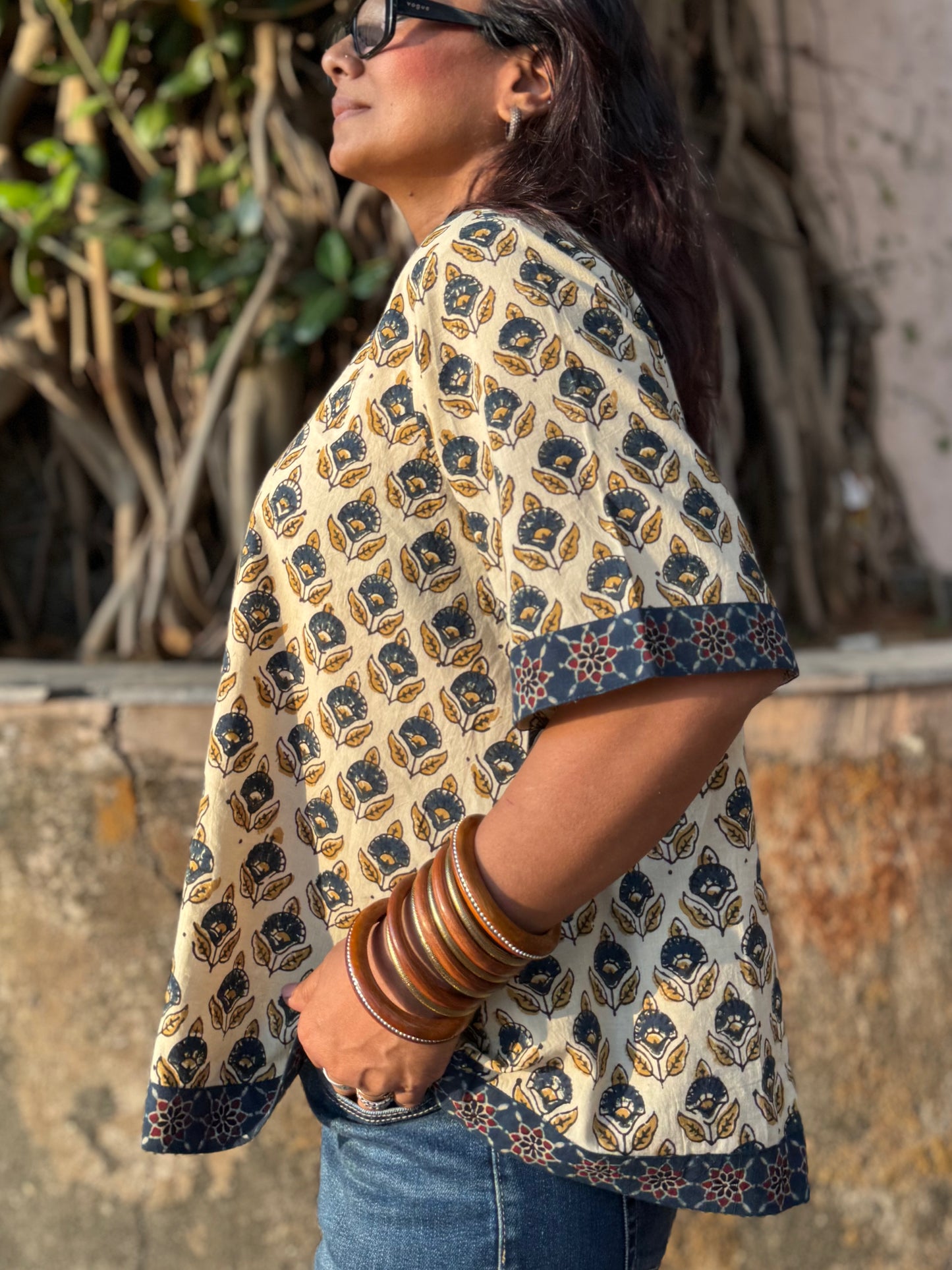 Malai Ajrakh Cotton Boxy Top