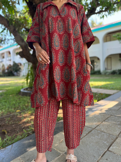 Kumhar Ajrakh Co-ord with Afghani Pants