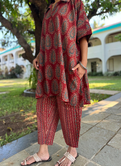 Kumhar Ajrakh Co-ord with Afghani Pants