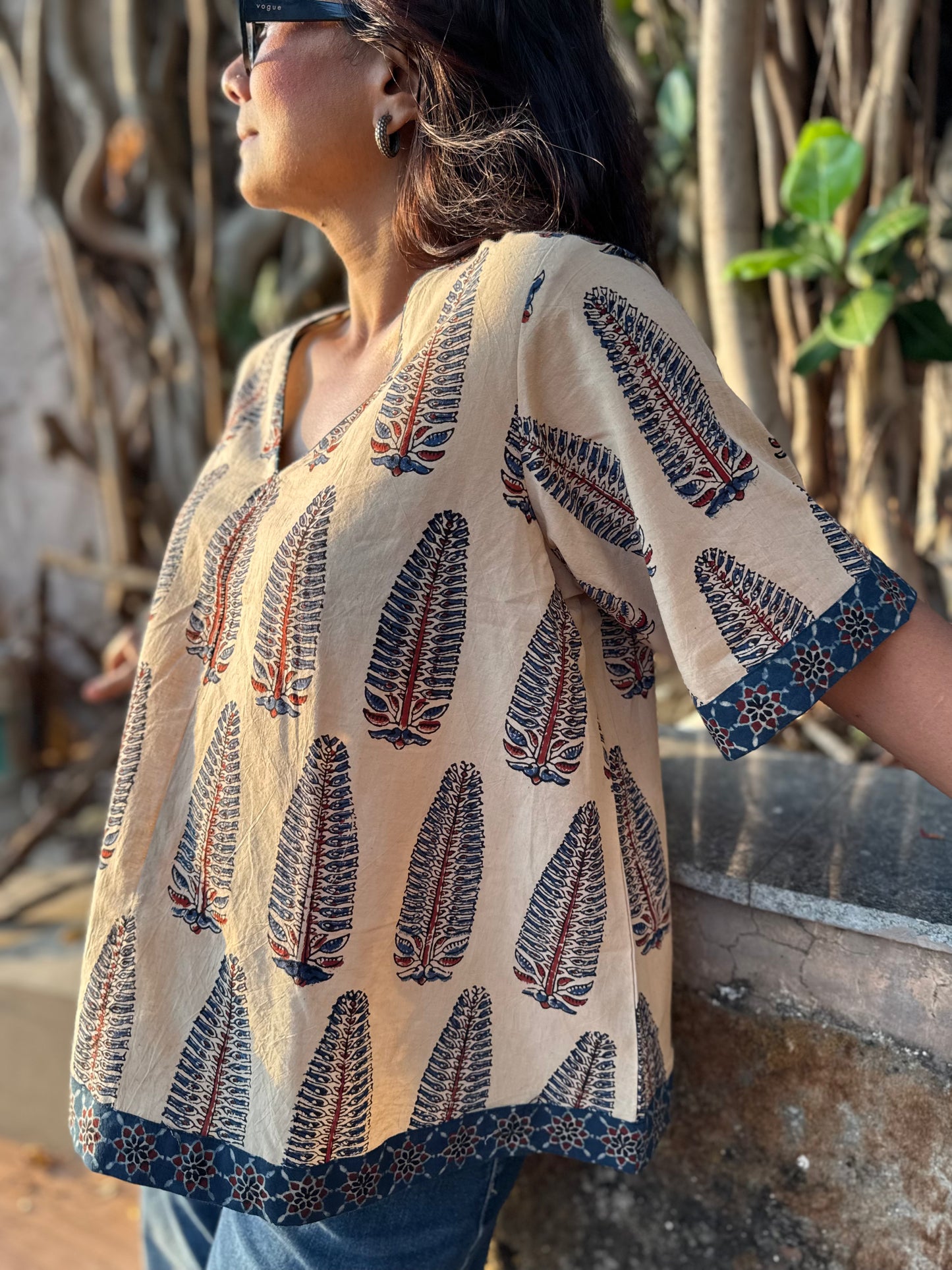 Kora Anaar Ajrakh Cotton Boxy Top