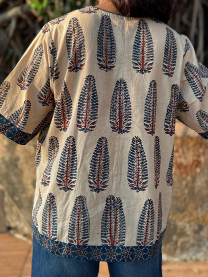 Kora Anaar Ajrakh Cotton Boxy Top