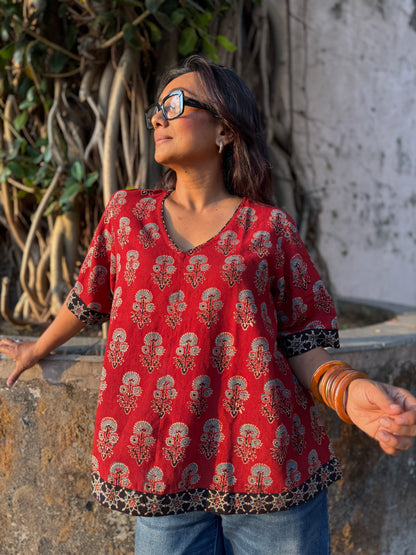 Pammi Ajrakh Cotton Boxy Top