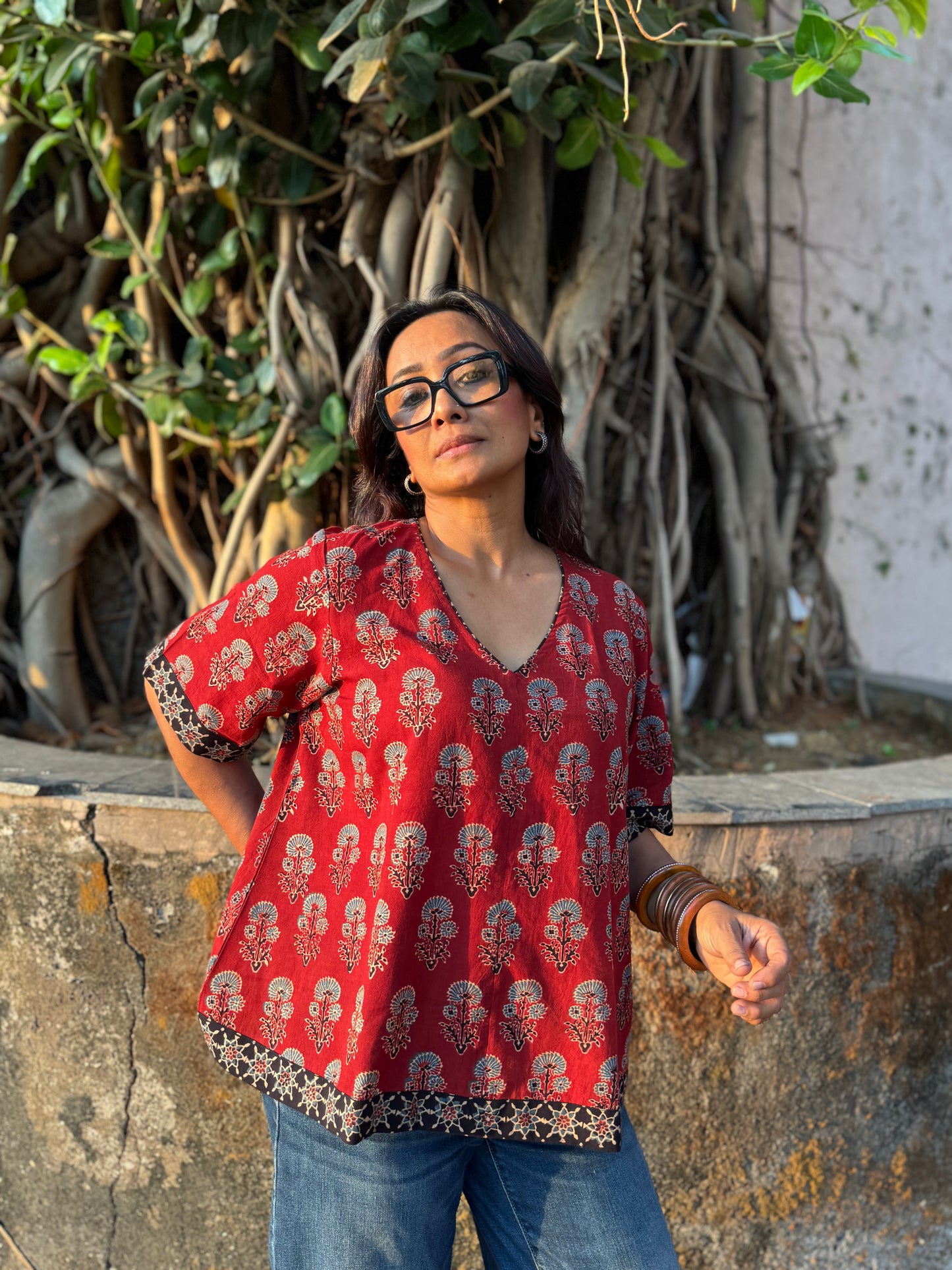 Pammi Ajrakh Cotton Boxy Top
