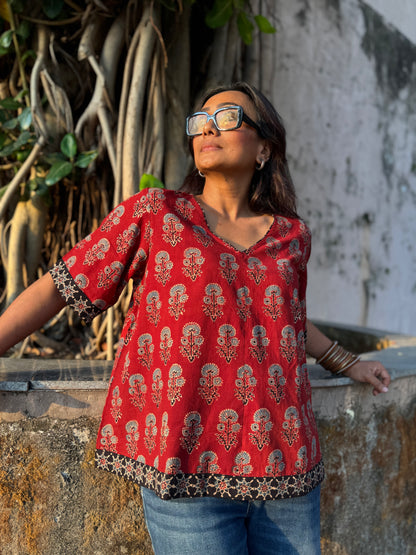 Pammi Ajrakh Cotton Boxy Top