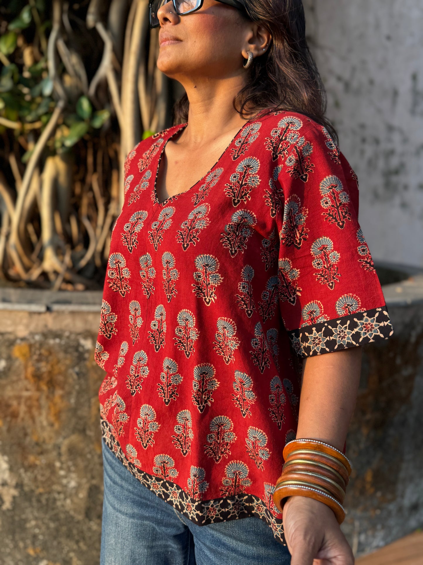 Pammi Ajrakh Cotton Boxy Top