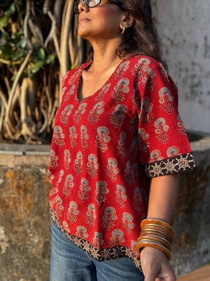 Pammi Ajrakh Cotton Boxy Top