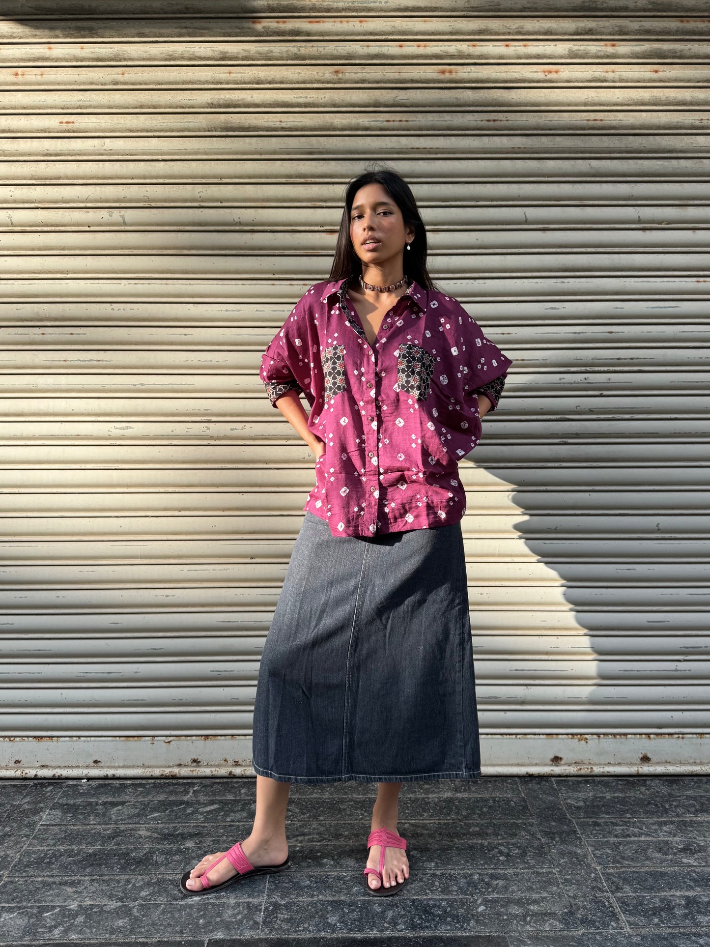 Purple Haze Bandhani Cotton Shirt