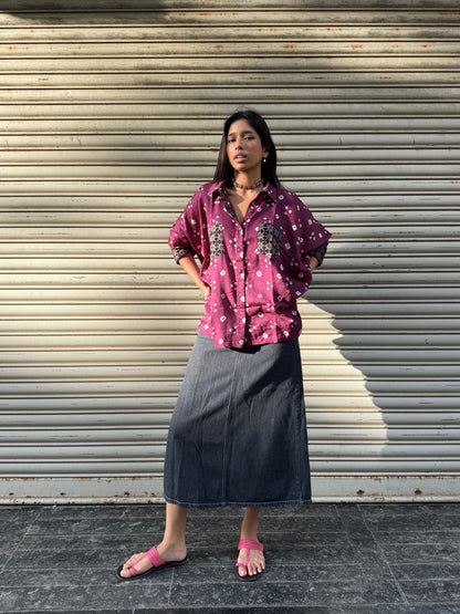 Purple Haze Bandhani Cotton Shirt