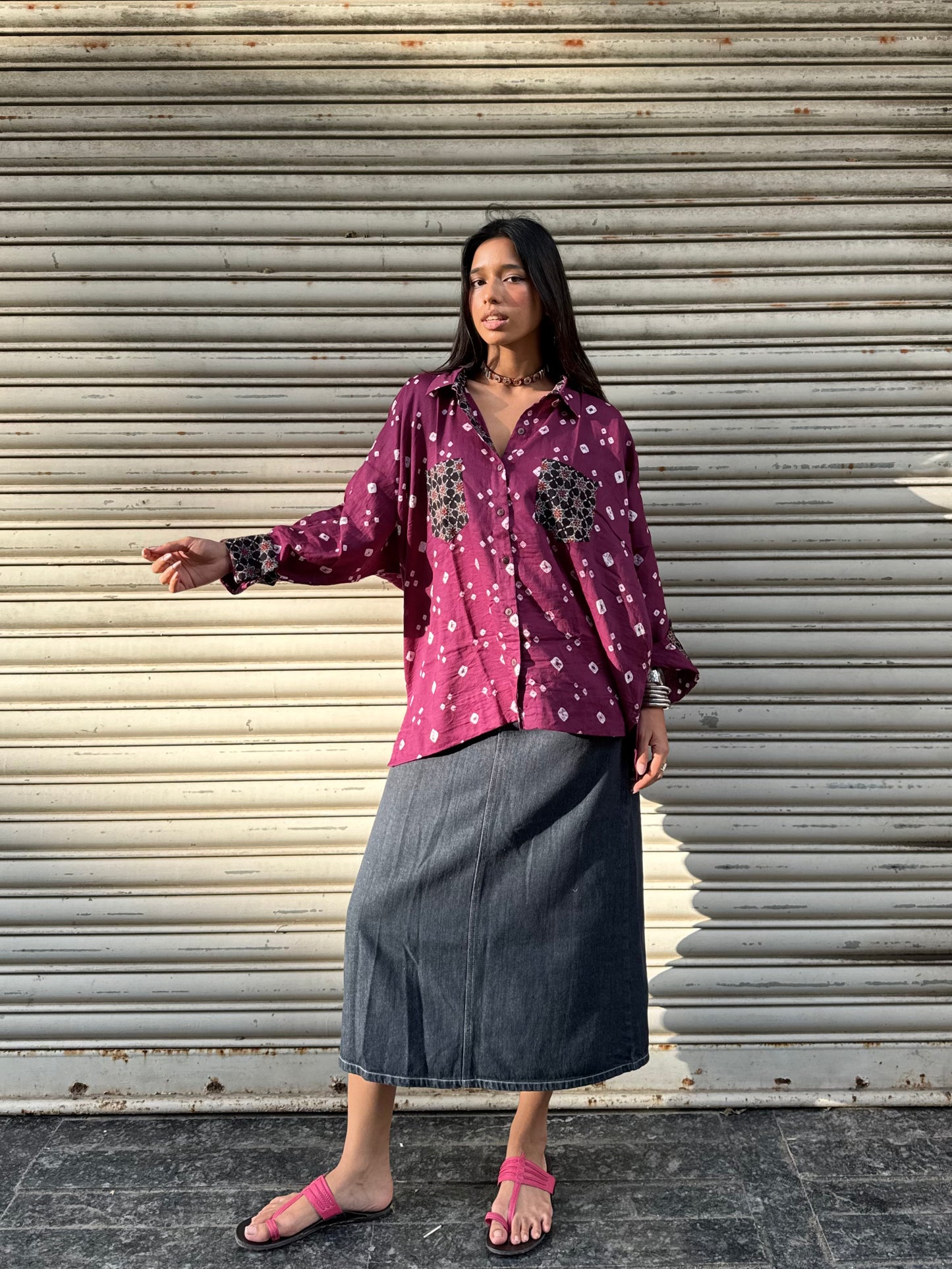 Purple Haze Bandhani Cotton Shirt