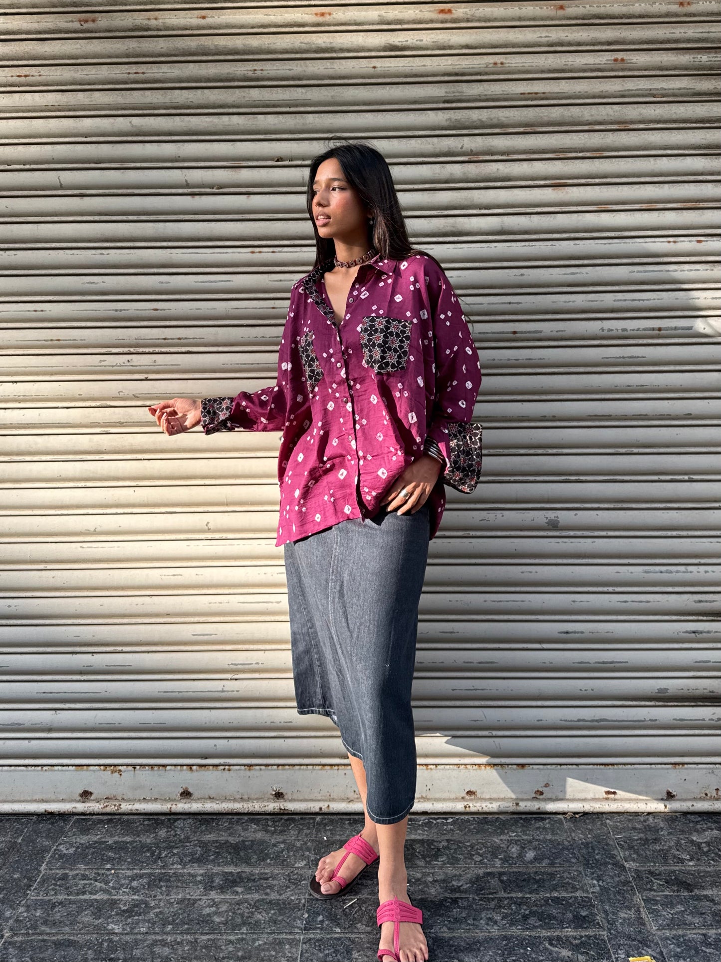 Purple Haze Bandhani Cotton Shirt