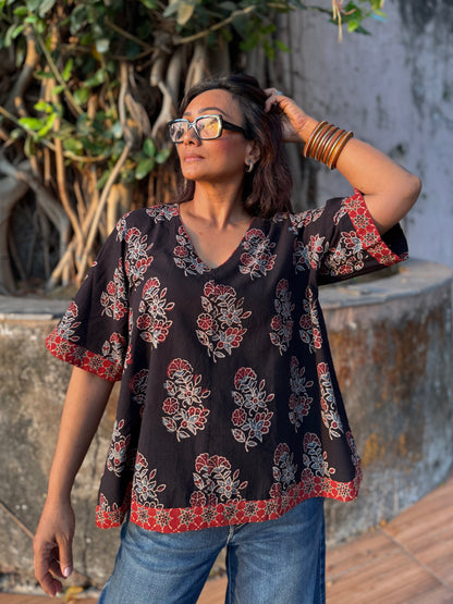 Kaari Ajrakh Cotton Boxy Top